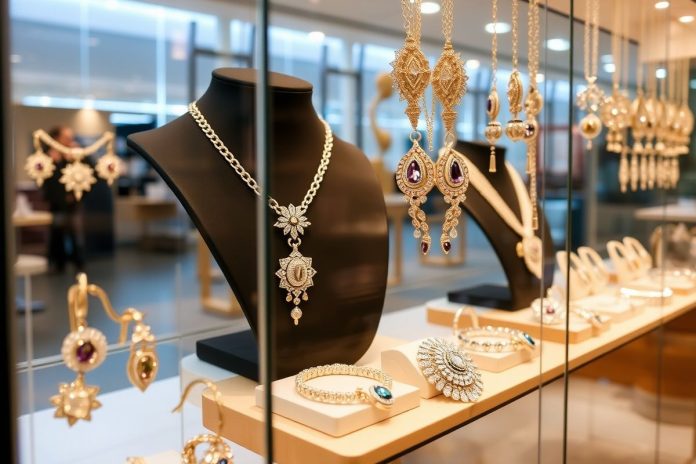 Exchanging real for fake in a jewellery showroom