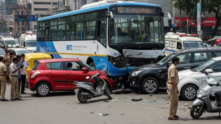 ड्राईवर को अचानक दौरा पड़ने से BMTC बस हुई अनियंत्रित, 9 वाहनों से टकराई